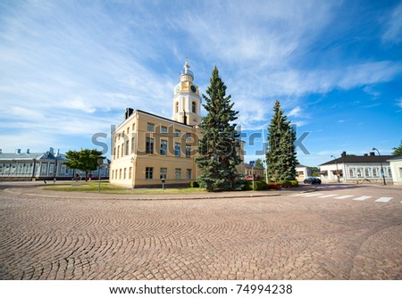 Main square of Hamina city in Finland. Royalty-Free Stock Photo #74994238