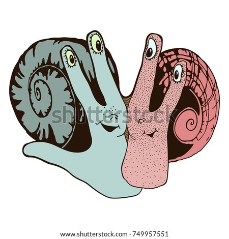 Illustration of hand with abstract stylized snails inside
