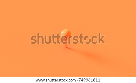 Orange Peach Golf Ball and Tee