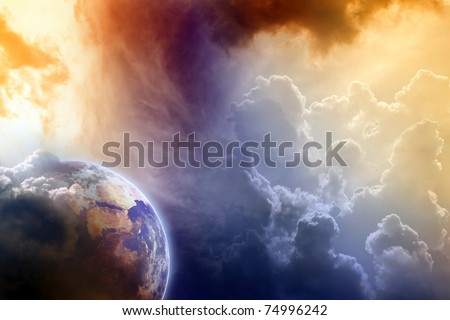 Armageddon, dramatic dark background - planet Earth disaster Royalty-Free Stock Photo #74996242