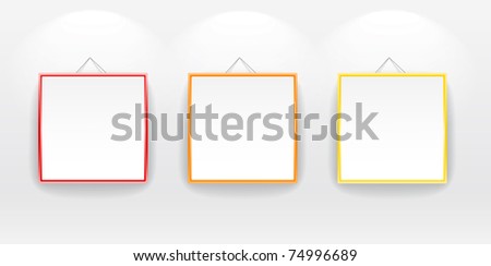 Blank boards with color frames on wall. You can place your message on it