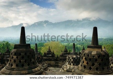view of Borobudur temple, Yogyakarta, Java, Indonesia.