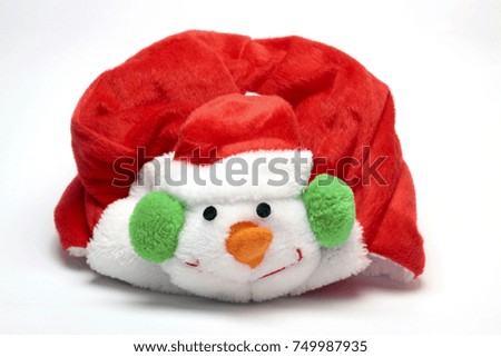 merry snowman-Christmas cap on white background\merry snowman hat\new year and Christmas, party supplies, gifts and souvenirs