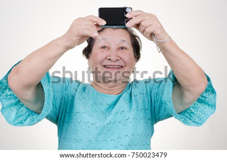 Asian Senior woman selfie