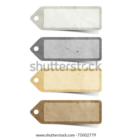 recycled paper stick on white background