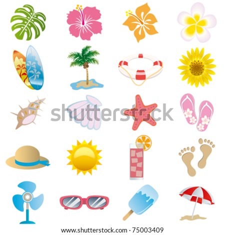 Summer icons set. Illustration vector.