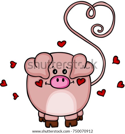 Cute little pig in love
