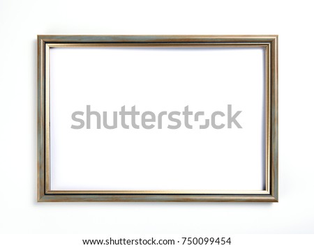 Wooden frame for painting or picture on white background