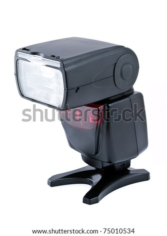 camera flash speedlight isolated on white background