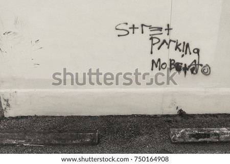 Street Parking Graffiti On Wall Downtown