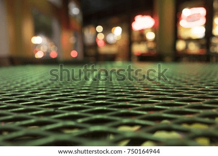 Green Table Top At A Downtown Outdoor Cafe