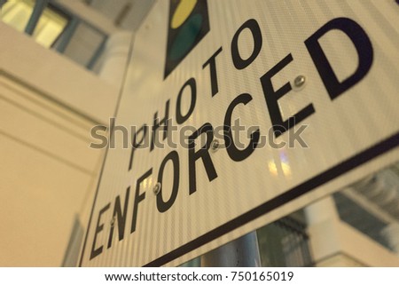Photo Enforced Traffic Sign At Night