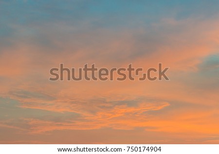 Evening sky and amazing cloud on twilight time,colorful dramatic sky in the evening on summer,dusk sky sunset and nature background,majestic nature.