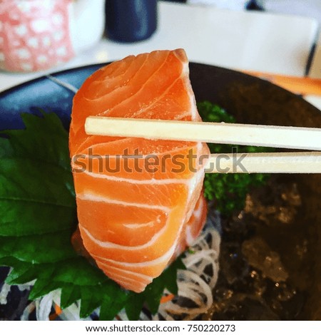 Sashimi, salmon, japanese food