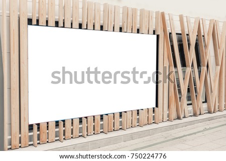 Blank outdoor bus and shop advertising shelter. Royalty-Free Stock Photo #750224776