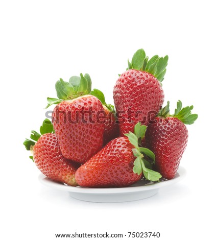 Stock Photo: ripe strawberries on a white background