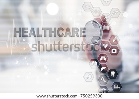 Medicine and healthcare concept. Medical doctor working with modern pc. Electronic health record. EHR, EMR.