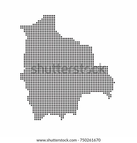 Bolivia country map made from abstract halftone dot pattern