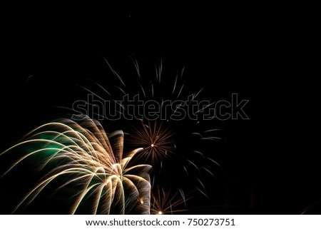 Fireworks exploding on a dark sky/ Fireworks on black background