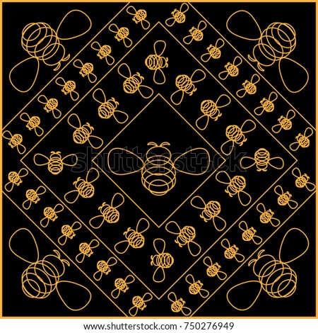 Bee_diamond_pattern. Vector_Illustration