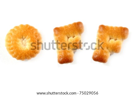 Biscuits letters. Words "OFF"