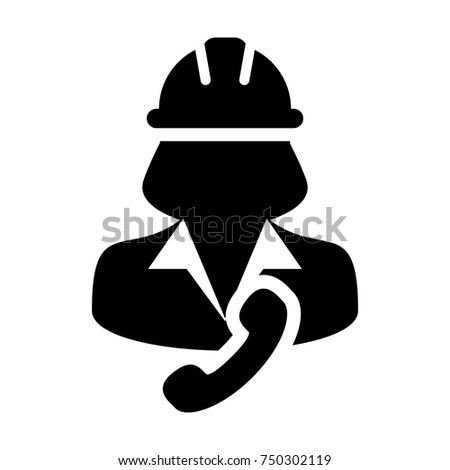 Service Icon Vector Female Worker With Phone Symbol Person Profile Avatar for Customer Support in Glyph Pictogram illustration