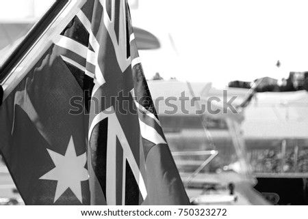 in  australia  the navy flag in the wind