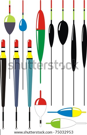 Vector set of fishing floats - isolated, white background.