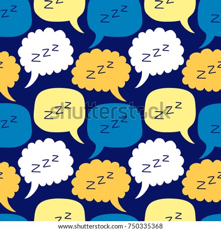 Cute seamless pattern with hand drawn cartoon sleeping zzz speech bubble