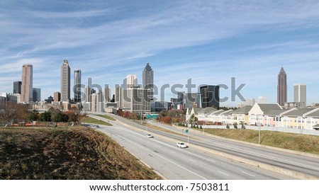 A panoramic view of the downtown Atlanta skyline.