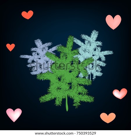 christmas tree on blue background, vector illustration