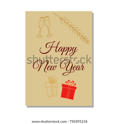 Merry Christmas and Happy New Year greeting card, banner, vector illustration