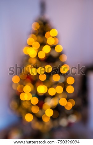 Defocused Christmas Tree with  Bokeh Lights