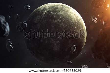 Mercury. Planets of solar system visualization. Elements of this image furnished by NASA Royalty-Free Stock Photo #750463024
