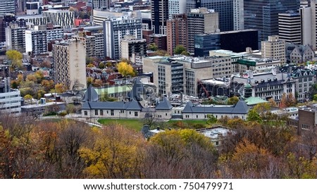 Montreal City skyline view from Mount Royal. Canada