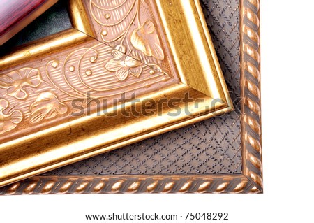 Three picture frames are overlap and isolated on white background.