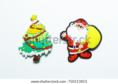 Figure of the Christmas tree and Santa Claus, New Year, Christmas isolated on white background
