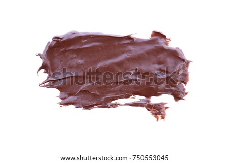 melted dark chocolate isolated on white.
