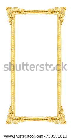 Gold vintage frame isolated on white background ,with clipping path