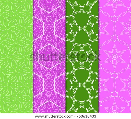 set of spring color floral geometric seamless pattern. vector illustration. for design, card, wallpaper, invitation
