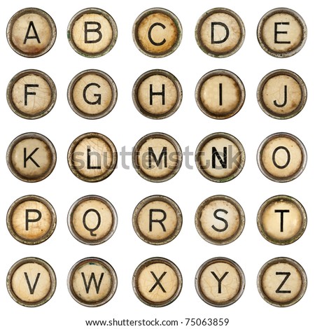 Alphabet, grunge typewriter keys in white background Royalty-Free Stock Photo #75063859