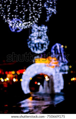 Christmas bokeh lights on black background