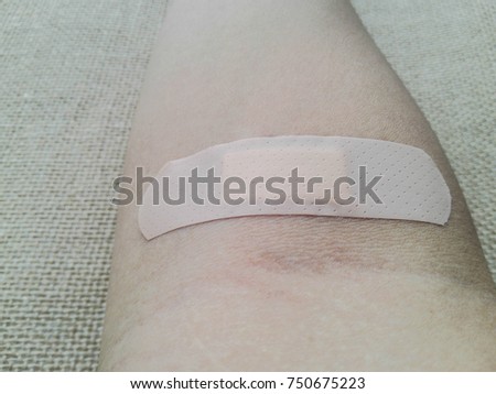 Sticking plaster apply on the skin for healing wounds Protected from germs selective focus. first aid concept