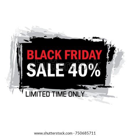 Black friday sale. Abstract grunge black brush stroke frame. Vector illustration