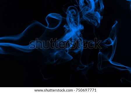 blue smoke abstract on black background, darkness concept