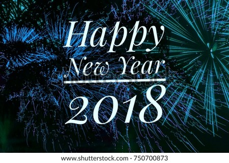 Blue fireworks background for Happy New Year 2018