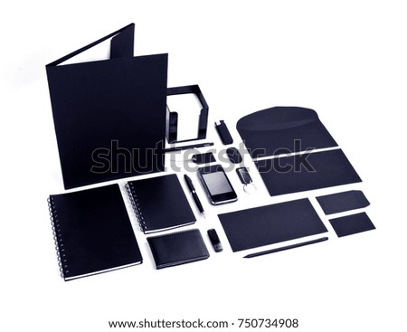 Set of black elements for corporate identity design on a white background