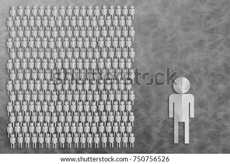 people paper cut on grey leather background with free copyspace for your creativity ideas text business leadership ideas concept
