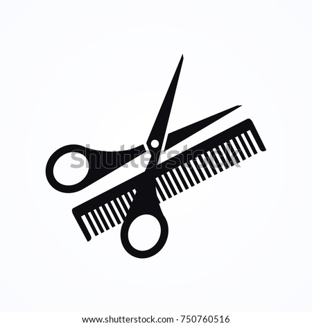 scissors hairbrush icon