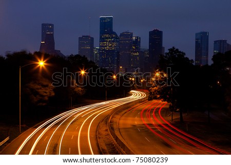 Evening Traffic heading into downtown Houston